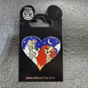 Disney Pin Lady and the Tramp Blue Heart Shaped Crescent Moon Valentines